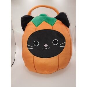 Squishmallows Autumn Black Cat Pumpkin Halloween Trick or Treat Pail Plush Bag
